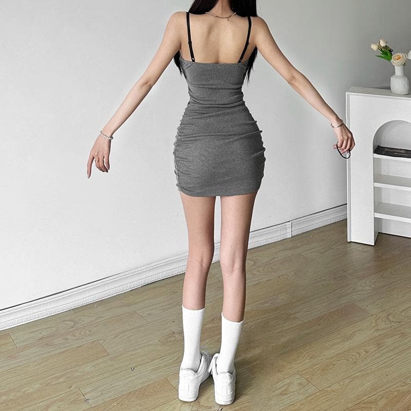 Confident Chic: Ruched Lace Patchwork Bodycon Mini Dress – Sassy Fall Style for American Women