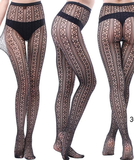 Fall & Holiday Glam: High-Waist Patterned & Fishnet Tights Collection - 12 Chic Styles