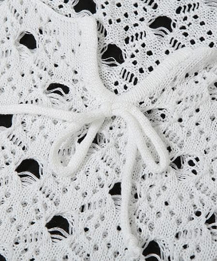 White Crochet Knit Maxi Skirt Set - Effortless Resort Wear Tank & Skirt for Your Next Getaway