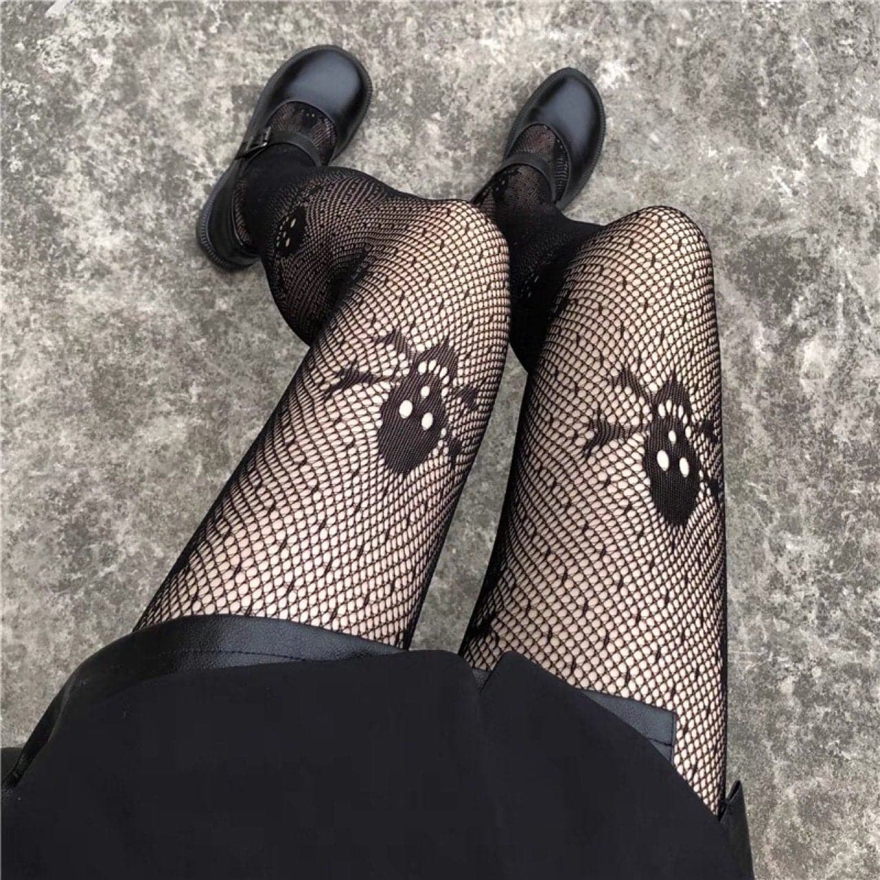 Creepy-Chic Spider Web Fishnet Tights for Women - Gothic Halloween Legwear