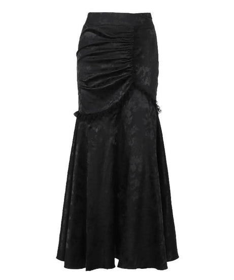 Fall Enchantress Ruched Maxi Skirt - Elegant Mermaid Silhouette for Halloween & Holiday Parties