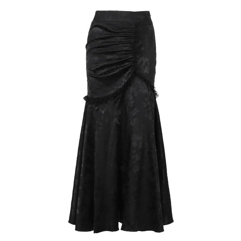 Fall Enchantress Ruched Maxi Skirt - Elegant Mermaid Silhouette for Halloween & Holiday Parties
