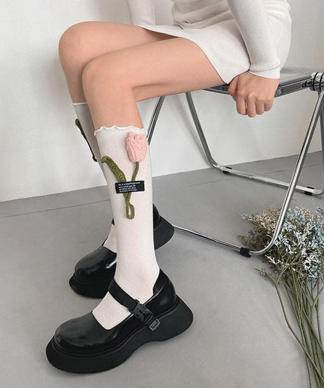 Cozy Chic Tulip Ruffle Knee-High Socks - Autumn's Must-Have Fashion Statement
