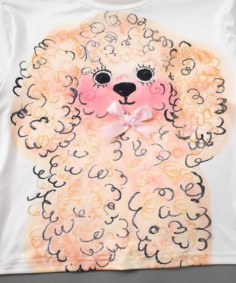 Y2K Adorable Poodle Crop Top with Pink Bow Detail – Cozy & Trendy Fall Fashion Tee