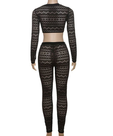 Mystic Sheer Knit Crop Top & Leggings Set | Fall Getaway & Halloween Ready Co-ord