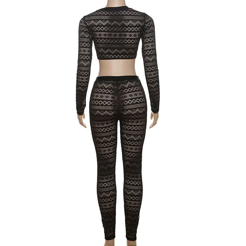 Mystic Sheer Knit Crop Top & Leggings Set | Fall Getaway & Halloween Ready Co-ord