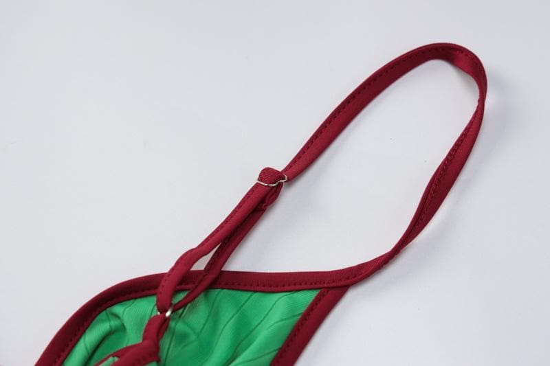 Fall & Holiday Ready: Chic Ribbed Cut-Out Midi Dress with Red Trim – Figure-Flattering Green