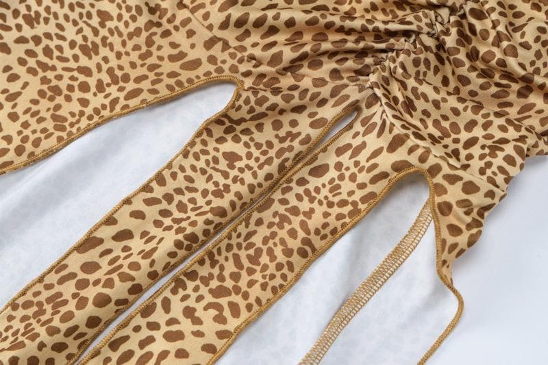 Fall Glam Alert: Leopard Print Halter Maxi Dress | Cowl Neck, High Slit & Ruched Detail