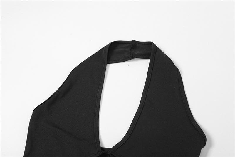 Sassy & Chic Black Halter Cutout Romper – Your Essential for Fall Nights Out & Warm-Weather Escapes