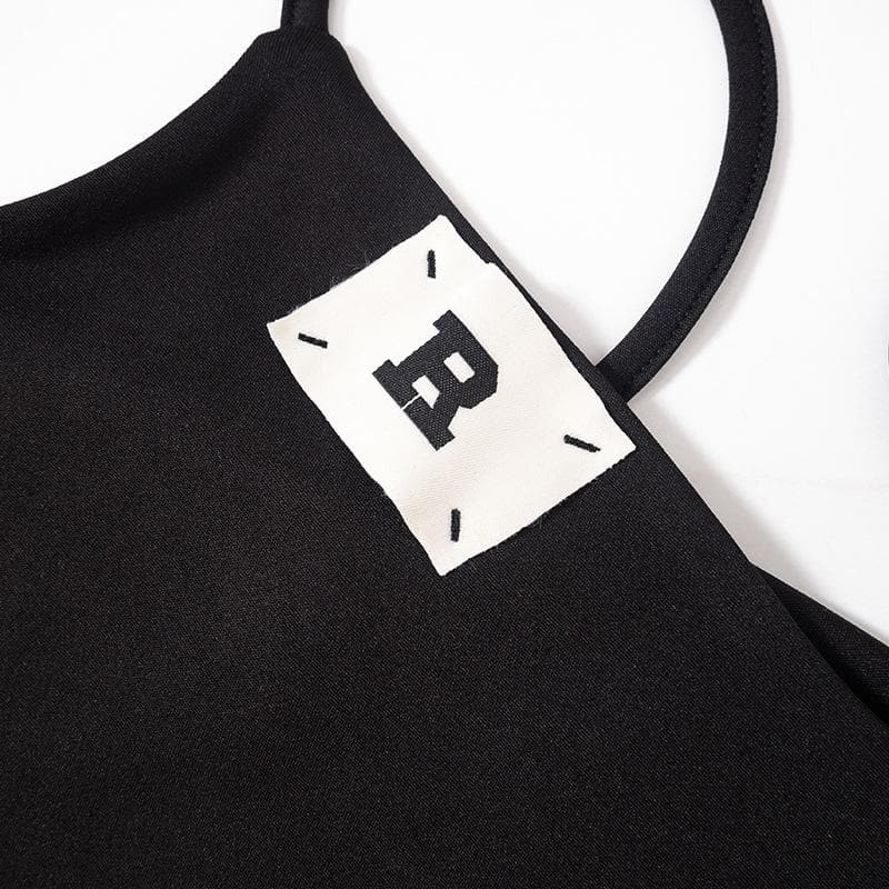 Spooky Season Stunner: 'B' Detail Mesh Flare Cami & Pant Set - Edgy Night Out Look