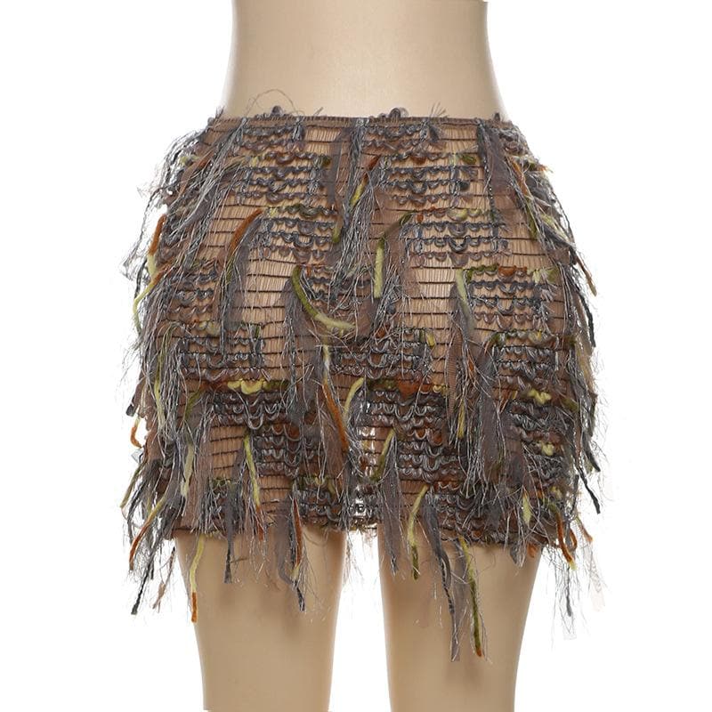 Vibrant Fringe Mini Skirt | Stand Out Textured Tassel Style for Fall Parties