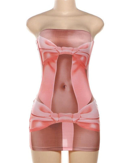 Wrapped in Style: Daring Illusion Bow Mini Dress - Perfect for Halloween & Party Season