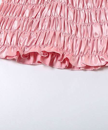 Y2K Barbiecore Pink Ruched Halter Top & Mini Skirt Set - Flirty Party & Halloween Ready