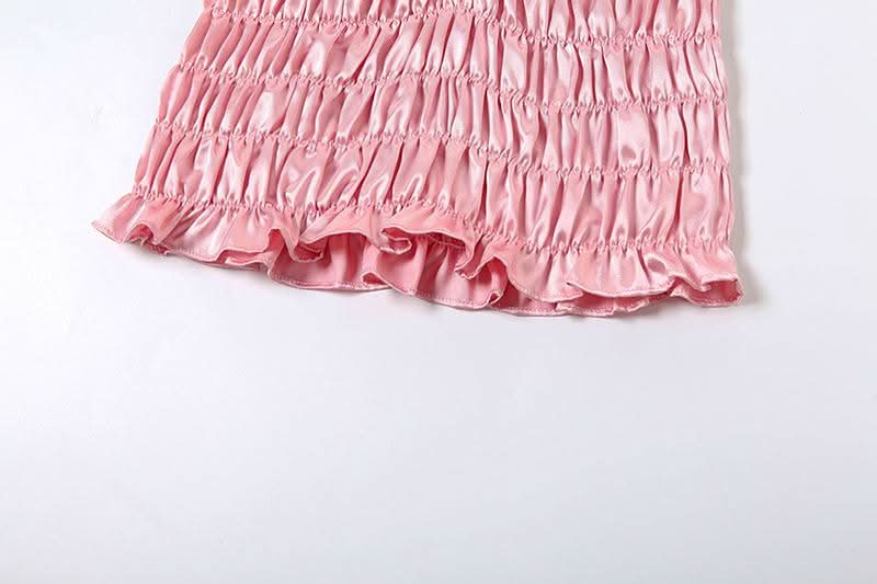 Y2K Barbiecore Pink Ruched Halter Top & Mini Skirt Set - Flirty Party & Halloween Ready