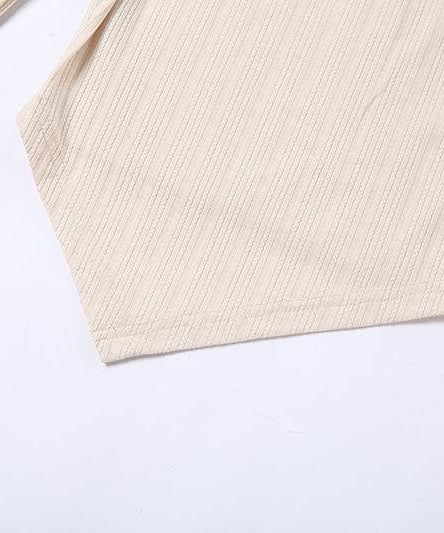 Elevated Fall Ribbed Knit Long Sleeve Top | Chic Chain & Buckle Detail, Asymmetrical Hem