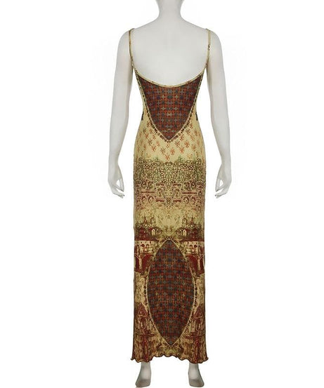 Renaissance Tapestry Print Cami Maxi Dress - Effortless Fall Style