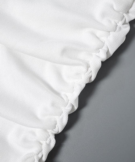 Effortless Fall Chic: Ribbed Off-Shoulder Ruched Top with Bell Sleeves