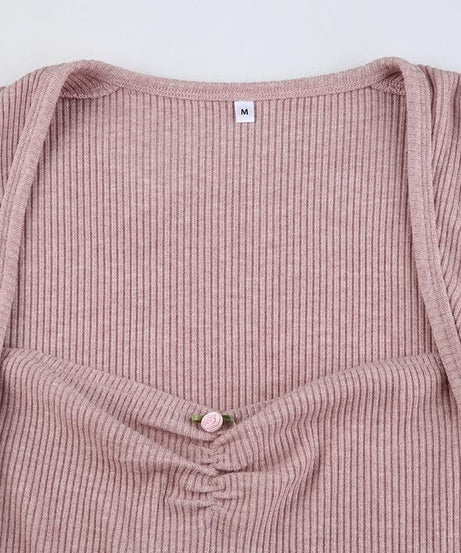 Fall Favorite: Dusty Rose Ribbed Knit Sweetheart Mini Dress | Long Sleeve Bodycon with Flirty Ruffle Hem