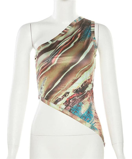 Fall Chic: Abstract One-Shoulder Asymmetric Top - Your Modern Style Statement