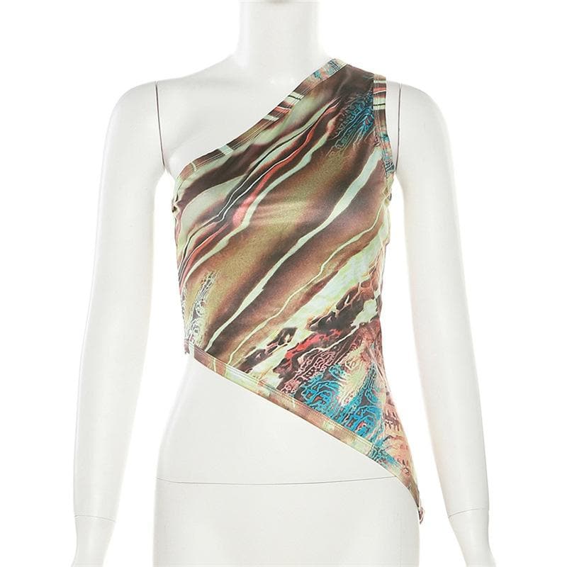 Fall Chic: Abstract One-Shoulder Asymmetric Top - Your Modern Style Statement
