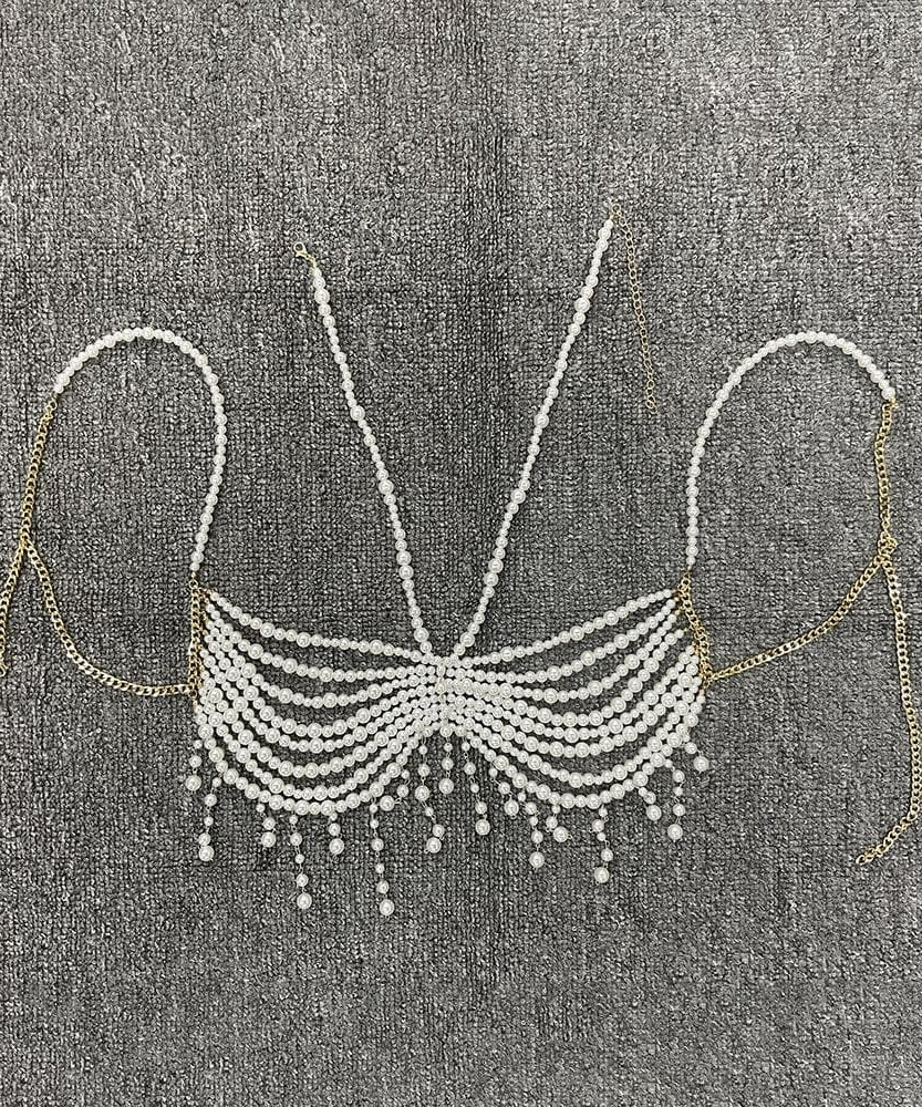 Iconic Pearl Draped Lace Crop Top – Y2K Holiday Glam & Party Ready