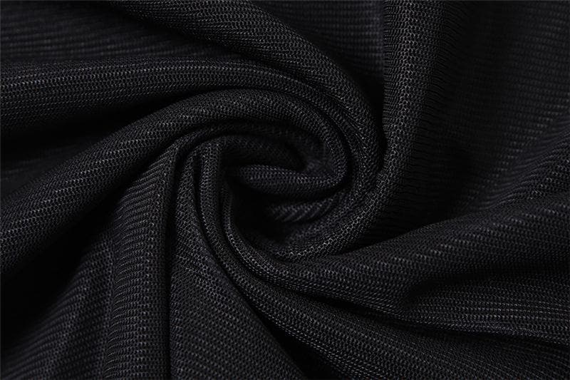 Sultry Orchid Blossom Mock Neck Mini Dress - Black Ruched Mesh for Fall & Holiday Parties