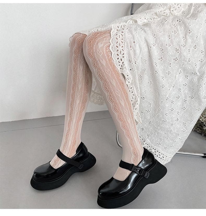 Fall Enchantress Black Lace Fishnet Tights | Spooky Chic & Edgy Autumn Style