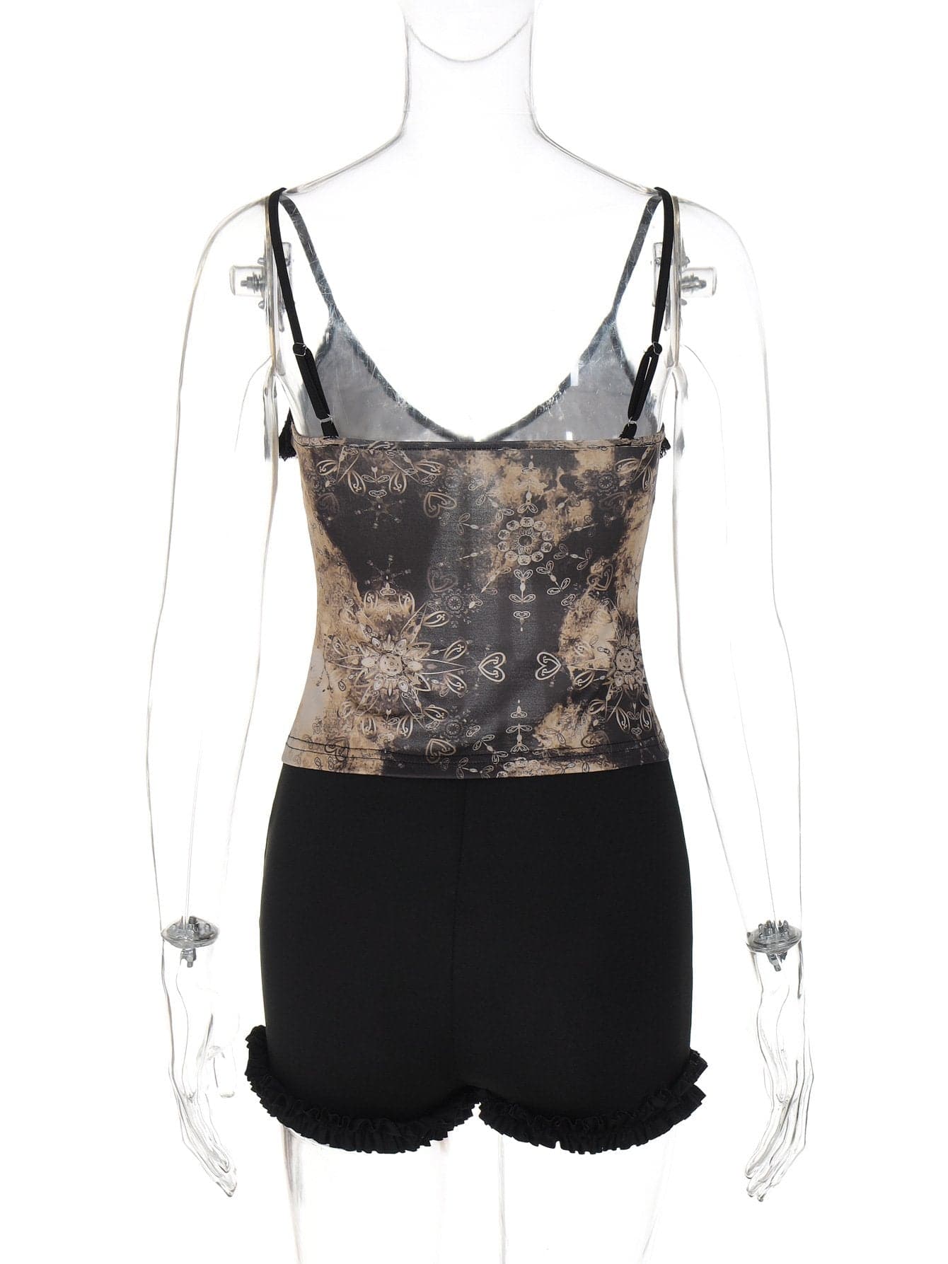 Gothic Bloom Lace & Tie-Front Cami Shorts Set | Cozy Autumn Loungewear