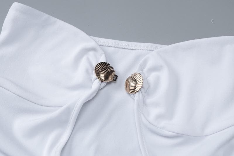 Goddess Chic White Strapless Cut-Out Maxi Dress with Gold Accent – Your Ultimate Resort & Holiday Soirée Statement