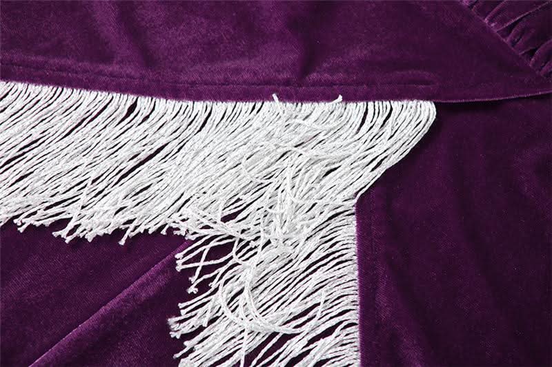 Showstopping Regal Purple Velvet Halter Maxi Dress with Dazzling Fringe | Holiday & New Year's Eve Gala Gown