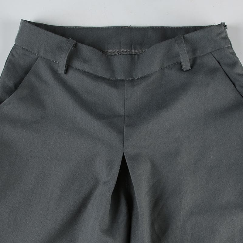 Women's Effortless Wide Leg Trousers - Dark Grey Fall Style with Stretch & Flattering Medium Rise