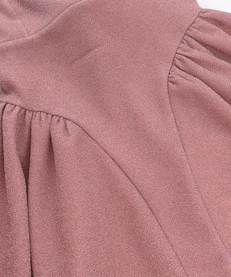 Glam Pink Shimmer Mini Dress - Square Neck A-Line for Fall & Holiday Parties