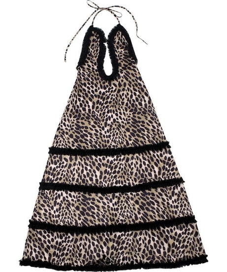 Fall Rendezvous: Luxe Leopard Ruffle Halter Maxi Dress – Your Head-Turning Style Statement