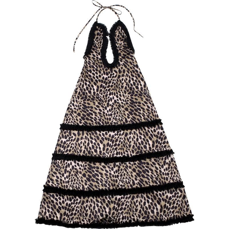 Fall Rendezvous: Luxe Leopard Ruffle Halter Maxi Dress – Your Head-Turning Style Statement