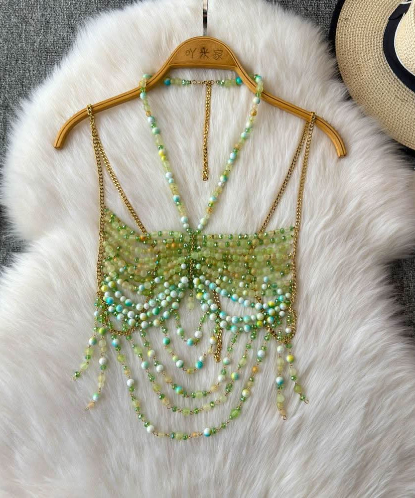 Emerald Dream Beaded Halter Top | Dazzling Resort & Festival Statement Piece for Women