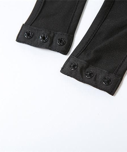 Mystic Nights One-Shoulder Cut-Out Bodysuit - Edgy Black Long Sleeve for Fall Parties & Halloween