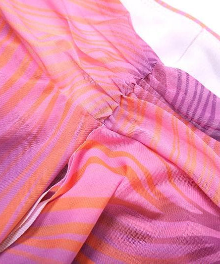 Y2K Pink Swirl Mesh Two-Piece Set: Strapless Crop Top & Asymmetric Mini Skirt - Perfect for Fall Getaways & Parties