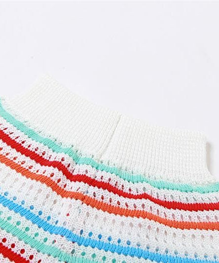 Coastal Chic Striped Crochet Knit Two-Piece Short Set – Your Go-To for Fall Getaways & Sunny Escapes