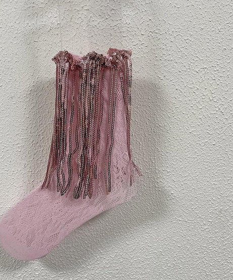Dazzling Silver Fringe & Lace Ankle Socks – Your Ultimate Holiday Party Statement!