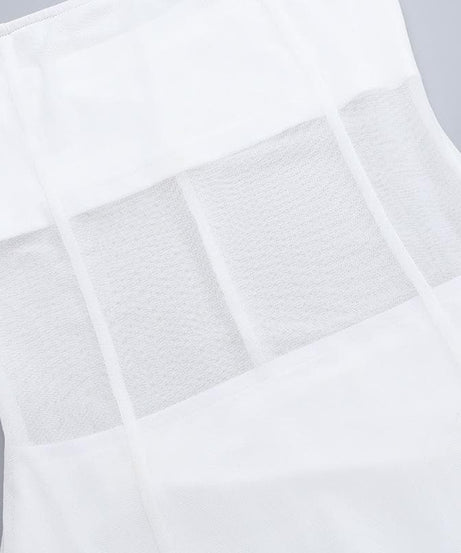 Siren White Strapless Mesh Illusion Maxi Dress - Elegant Fall/Winter Soiree Gown