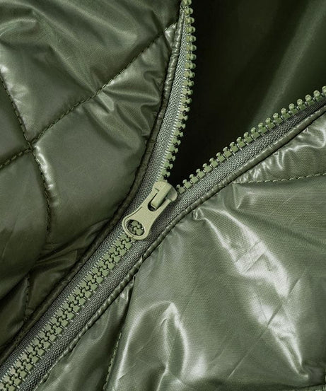 Elevated Olive Green Quilted Puffer Vest – Women's Chic High Collar Fall Layering Essential