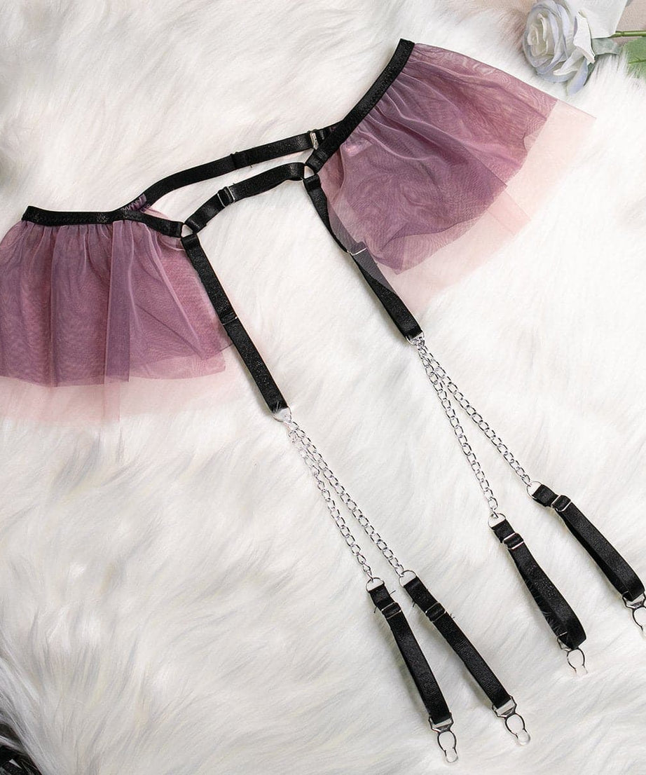 Mystique Bloom Chain & Mesh Garter Lingerie Set - Ignite Your Fall Nights