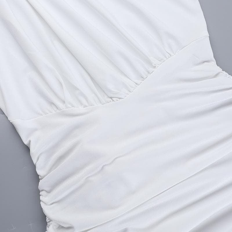 Chic White One-Shoulder Floral Ruched Mini Dress - Holiday Party & New Year's Eve Ready