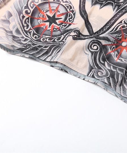 Second Skin Faux Tattoo Mesh Set | Crop Top & Flare Pants | Edgy Fall & Halloween Style