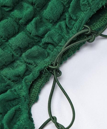 Emerald Elegance: Fall Waffle Knit High Neck Midi Dress with Adjustable Side Lace-Up – Perfect for Holiday Season