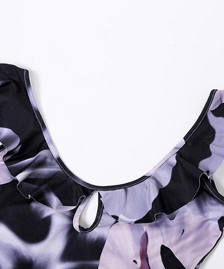 Midnight Bloom Ruffle Maxi Dress | Keyhole, Slit & Backless for Fall & Holiday Glamour