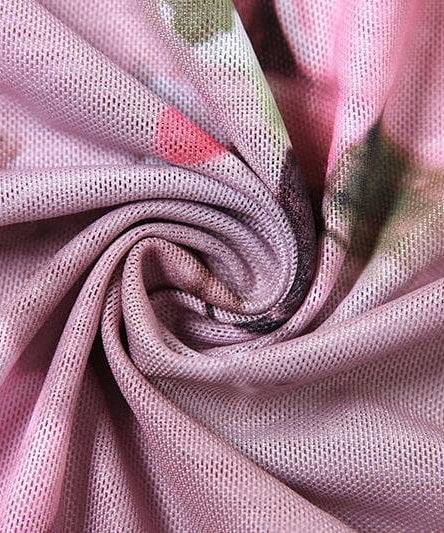 Autumn Rose Rendezvous Asymmetrical Mesh Top - Flared Sleeves & Tie Detail