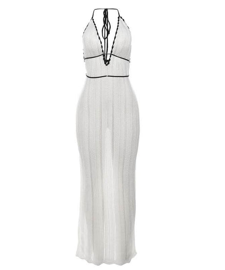 Chic Halter Backless Knit Maxi Dress - Your Essential Winter Getaway & Resort Style