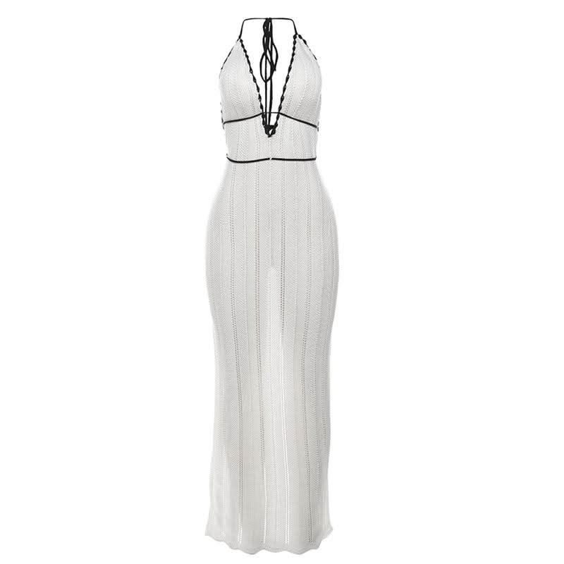 Chic Halter Backless Knit Maxi Dress - Your Essential Winter Getaway & Resort Style