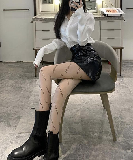 Elevate Your Fall Look: Chic Designer-Inspired Sheer Logo Tights